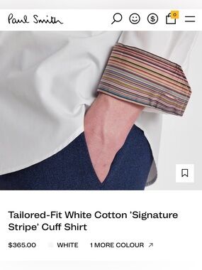 15/38 Paul Smith Classic White Button Down with Signature Stripe